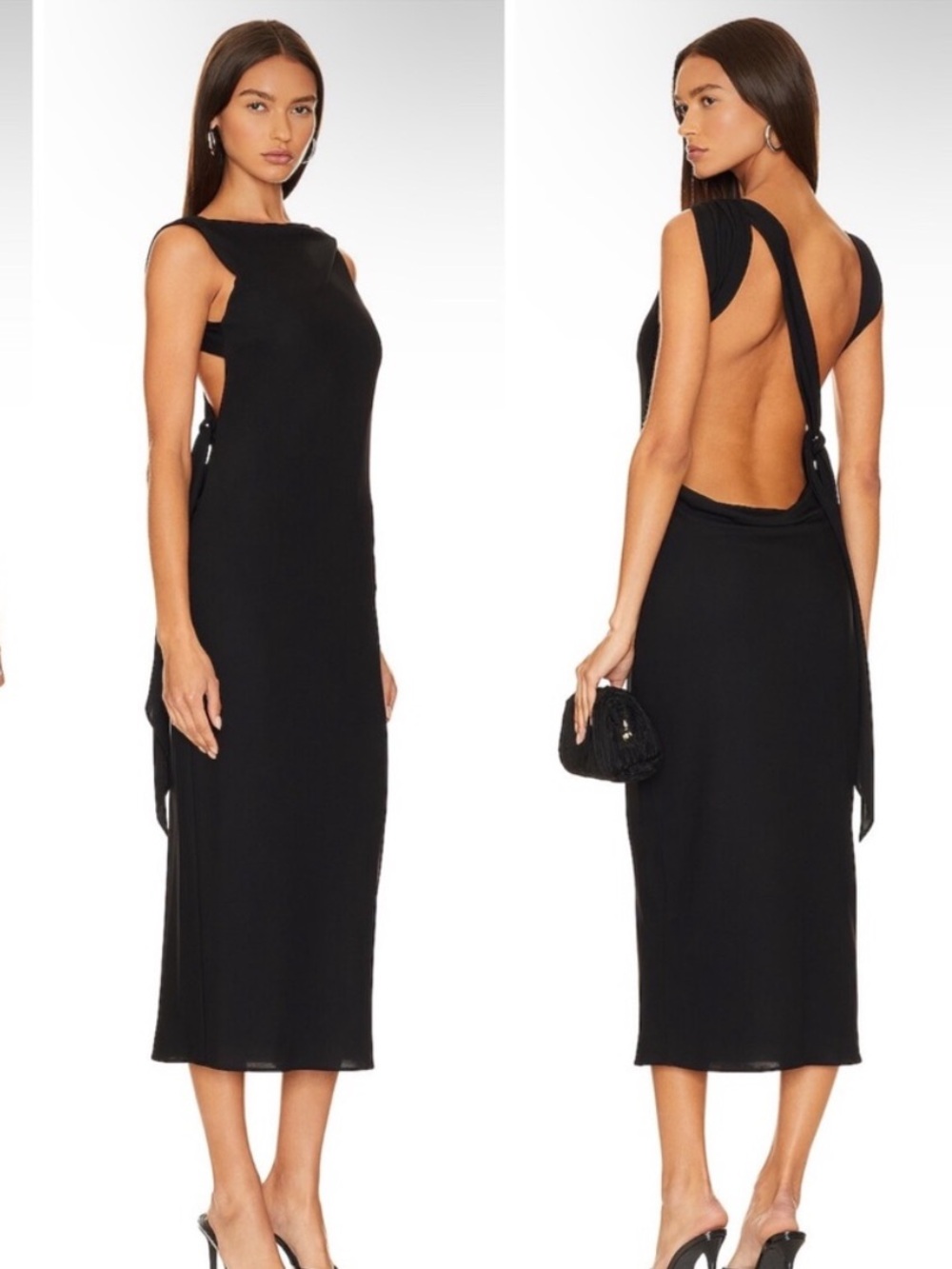 The Bar Dress Max Jersey Midi Bias Asymmetric in Black